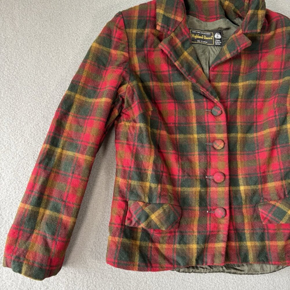 Vintage Highland Queen Plaid Blazer Youth M Wool Tartan Academia Irish Christmas - Picture 4 of 13
